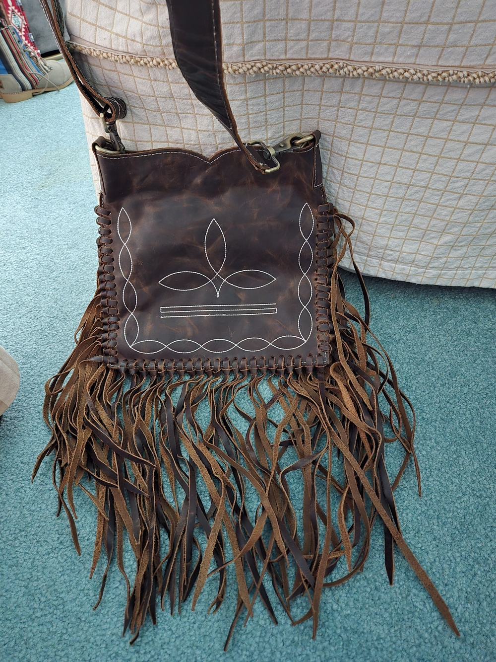 Handmade Brown Fringe Leather Crossbody Bag
